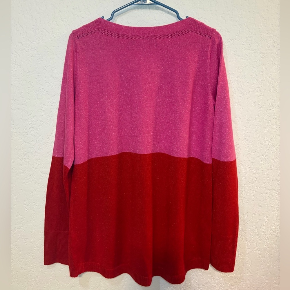 Apt. 9 Pink and Red Glittery Long Sleeve Top - Picture 2 of 6